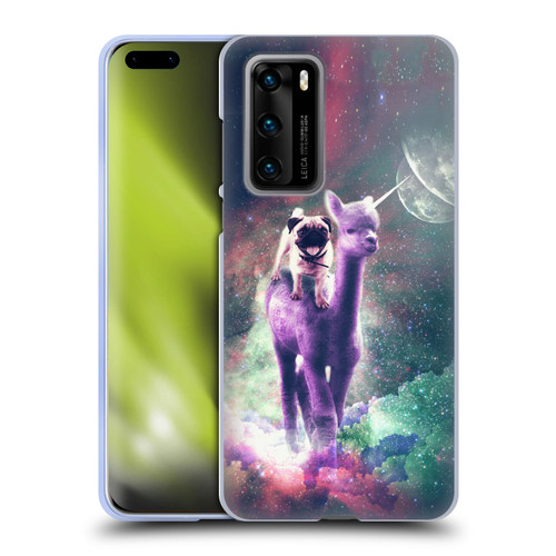 Random Galaxy Space Unicorn Ride Pug Riding Llama Soft Gel Case for Huawei P40 5G