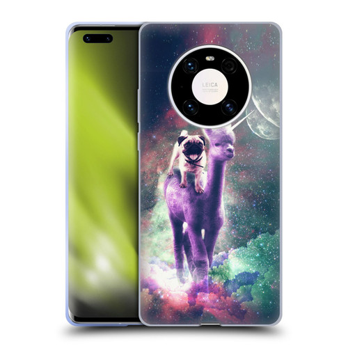 Random Galaxy Space Unicorn Ride Pug Riding Llama Soft Gel Case for Huawei Mate 40 Pro 5G