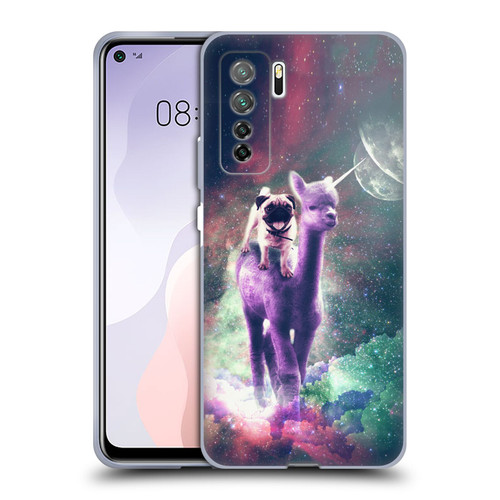 Random Galaxy Space Unicorn Ride Pug Riding Llama Soft Gel Case for Huawei Nova 7 SE/P40 Lite 5G