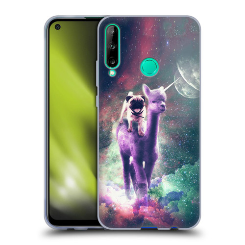 Random Galaxy Space Unicorn Ride Pug Riding Llama Soft Gel Case for Huawei P40 lite E