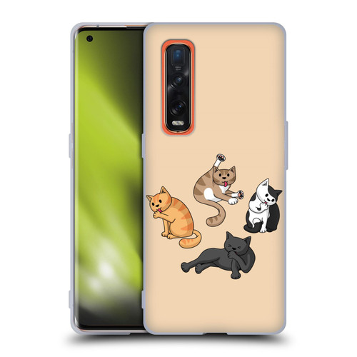 Beth Wilson Doodle Cats 2 Washing Time Soft Gel Case for OPPO Find X2 Pro 5G