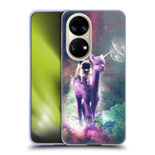 Random Galaxy Space Unicorn Ride Pug Riding Llama Soft Gel Case for Huawei P50