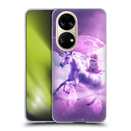 Random Galaxy Space Unicorn Ride Purple Galaxy Cat Soft Gel Case for Huawei P50