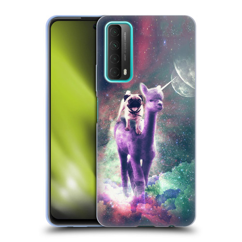 Random Galaxy Space Unicorn Ride Pug Riding Llama Soft Gel Case for Huawei P Smart (2021)