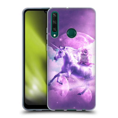 Random Galaxy Space Unicorn Ride Purple Galaxy Cat Soft Gel Case for Huawei Y6p
