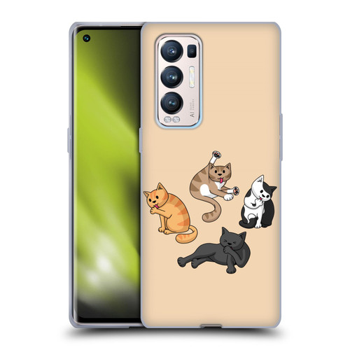 Beth Wilson Doodle Cats 2 Washing Time Soft Gel Case for OPPO Find X3 Neo / Reno5 Pro+ 5G