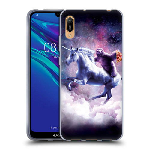 Random Galaxy Space Unicorn Ride Pizza Sloth Soft Gel Case for Huawei Y6 Pro (2019)