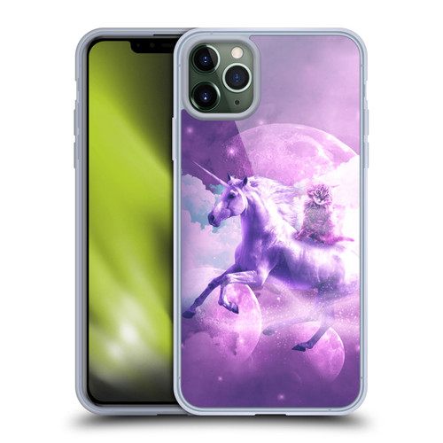 Random Galaxy Space Unicorn Ride Purple Galaxy Cat Soft Gel Case for Apple iPhone 11 Pro Max