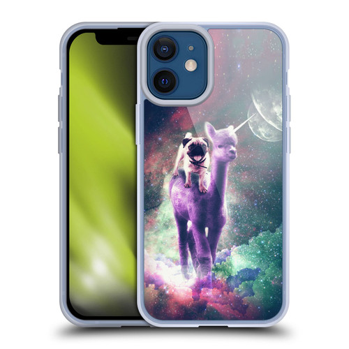 Random Galaxy Space Unicorn Ride Pug Riding Llama Soft Gel Case for Apple iPhone 12 Mini