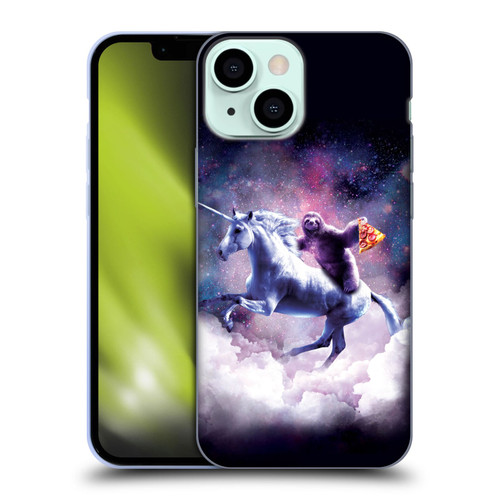Random Galaxy Space Unicorn Ride Pizza Sloth Soft Gel Case for Apple iPhone 13 Mini