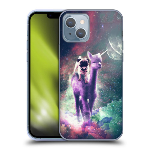 Random Galaxy Space Unicorn Ride Pug Riding Llama Soft Gel Case for Apple iPhone 14