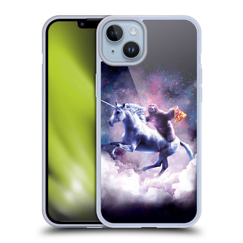 Random Galaxy Space Unicorn Ride Pizza Sloth Soft Gel Case for Apple iPhone 14 Plus