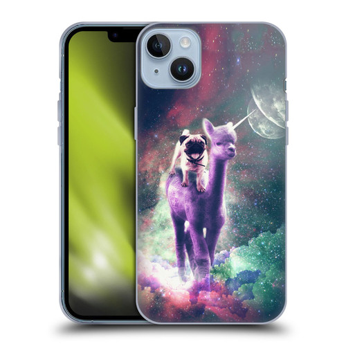 Random Galaxy Space Unicorn Ride Pug Riding Llama Soft Gel Case for Apple iPhone 14 Plus