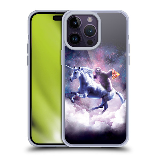 Random Galaxy Space Unicorn Ride Pizza Sloth Soft Gel Case for Apple iPhone 14 Pro Max