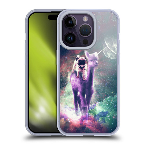 Random Galaxy Space Unicorn Ride Pug Riding Llama Soft Gel Case for Apple iPhone 14 Pro