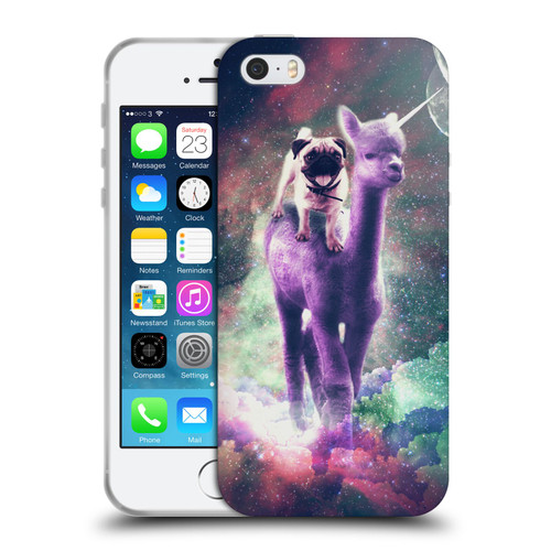 Random Galaxy Space Unicorn Ride Pug Riding Llama Soft Gel Case for Apple iPhone 5 / 5s / iPhone SE 2016