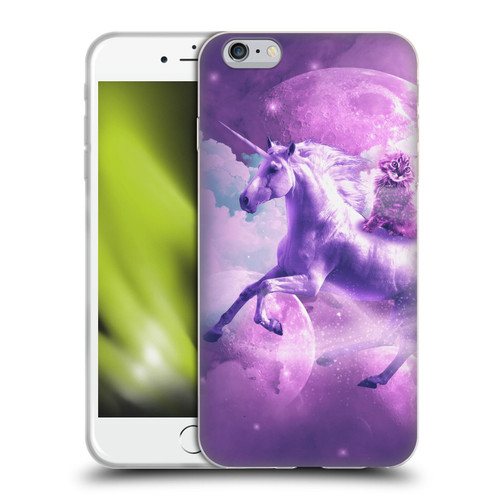 Random Galaxy Space Unicorn Ride Purple Galaxy Cat Soft Gel Case for Apple iPhone 6 Plus / iPhone 6s Plus