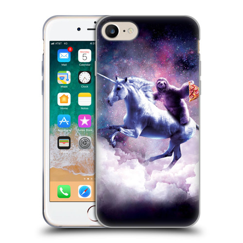 Random Galaxy Space Unicorn Ride Pizza Sloth Soft Gel Case for Apple iPhone 7 / 8 / SE 2020 & 2022