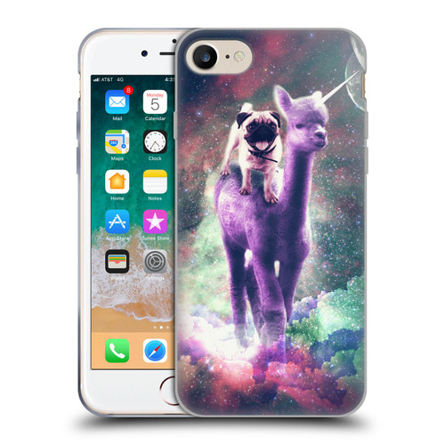 Random Galaxy Space Unicorn Ride Pug Riding Llama Soft Gel Case for Apple iPhone 7 / 8 / SE 2020 & 2022