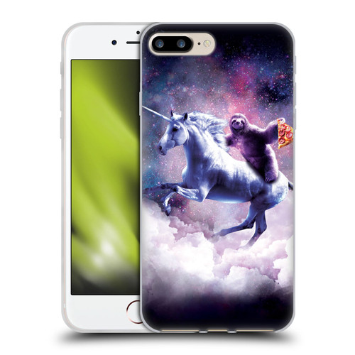 Random Galaxy Space Unicorn Ride Pizza Sloth Soft Gel Case for Apple iPhone 7 Plus / iPhone 8 Plus