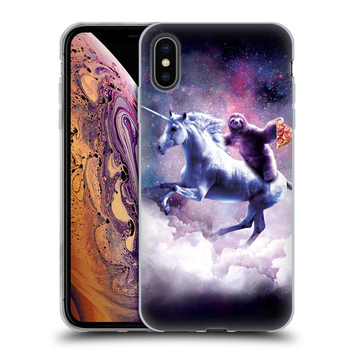 Random Galaxy Space Unicorn Ride Pizza Sloth Soft Gel Case for Apple iPhone XS Max