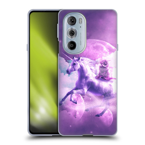 Random Galaxy Space Unicorn Ride Purple Galaxy Cat Soft Gel Case for Motorola Edge X30