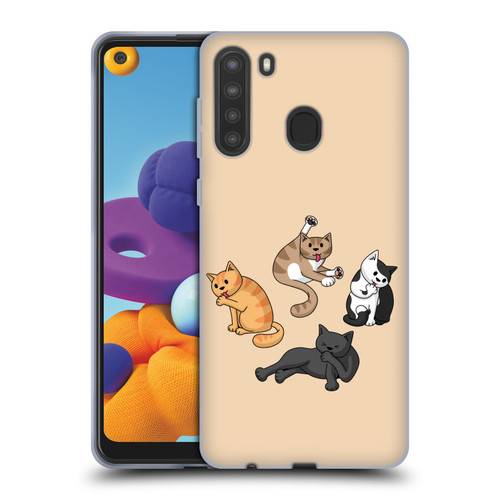 Beth Wilson Doodle Cats 2 Washing Time Soft Gel Case for Samsung Galaxy A21 (2020)