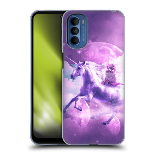 Random Galaxy Space Unicorn Ride Purple Galaxy Cat Soft Gel Case for Motorola Moto G41