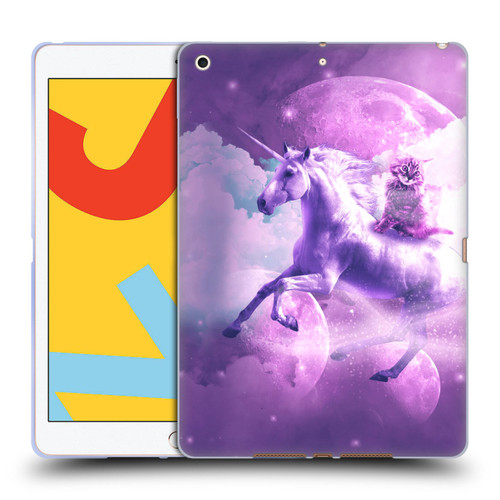 Random Galaxy Space Unicorn Ride Purple Galaxy Cat Soft Gel Case for Apple iPad 10.2 2019/2020/2021