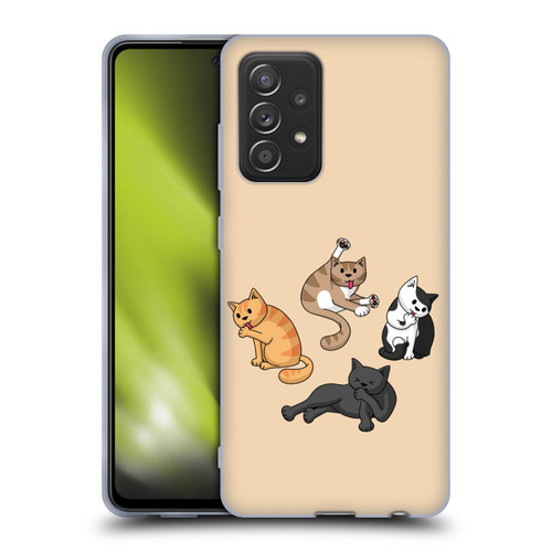 Beth Wilson Doodle Cats 2 Washing Time Soft Gel Case for Samsung Galaxy A52 / A52s / 5G (2021)