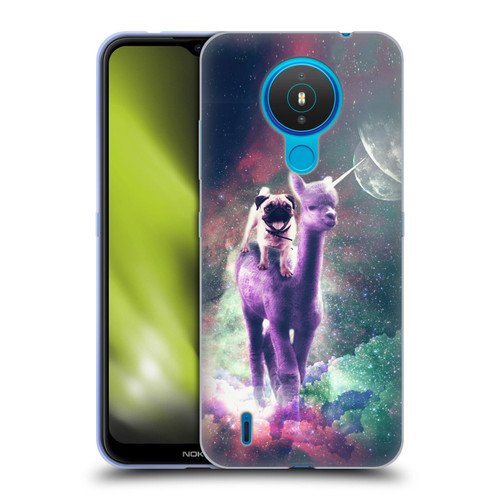 Random Galaxy Space Unicorn Ride Pug Riding Llama Soft Gel Case for Nokia 1.4