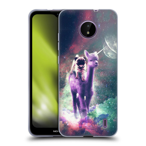 Random Galaxy Space Unicorn Ride Pug Riding Llama Soft Gel Case for Nokia C10 / C20