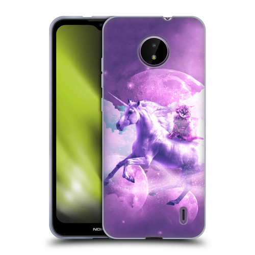 Random Galaxy Space Unicorn Ride Purple Galaxy Cat Soft Gel Case for Nokia C10 / C20
