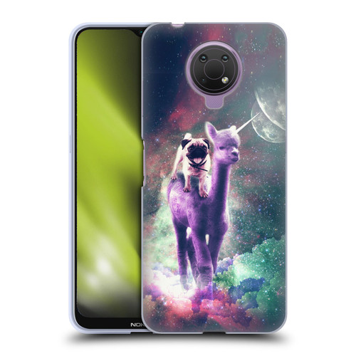Random Galaxy Space Unicorn Ride Pug Riding Llama Soft Gel Case for Nokia G10