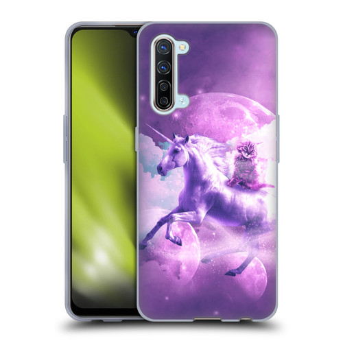 Random Galaxy Space Unicorn Ride Purple Galaxy Cat Soft Gel Case for OPPO Find X2 Lite 5G