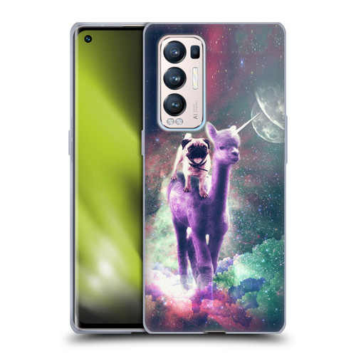 Random Galaxy Space Unicorn Ride Pug Riding Llama Soft Gel Case for OPPO Find X3 Neo / Reno5 Pro+ 5G