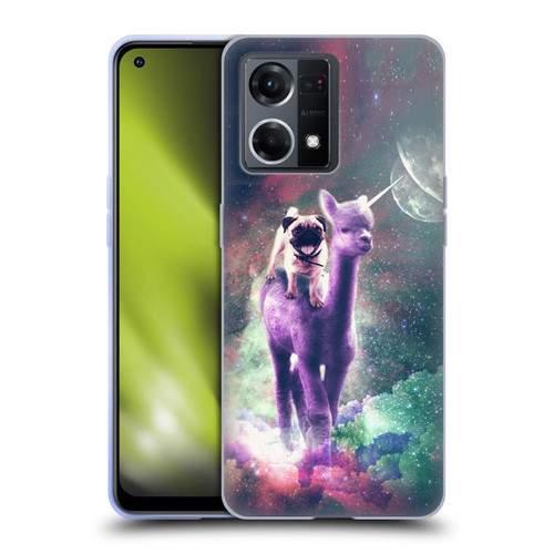 Random Galaxy Space Unicorn Ride Pug Riding Llama Soft Gel Case for OPPO Reno8 4G