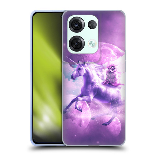 Random Galaxy Space Unicorn Ride Purple Galaxy Cat Soft Gel Case for OPPO Reno8 Pro