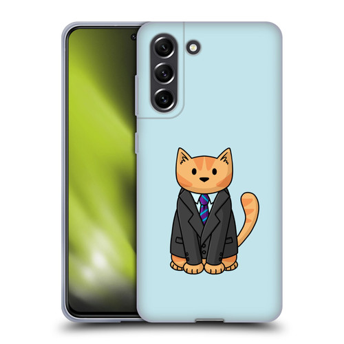 Beth Wilson Doodle Cats 2 Business Suit Soft Gel Case for Samsung Galaxy S21 FE 5G