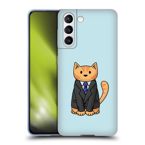 Beth Wilson Doodle Cats 2 Business Suit Soft Gel Case for Samsung Galaxy S21 5G