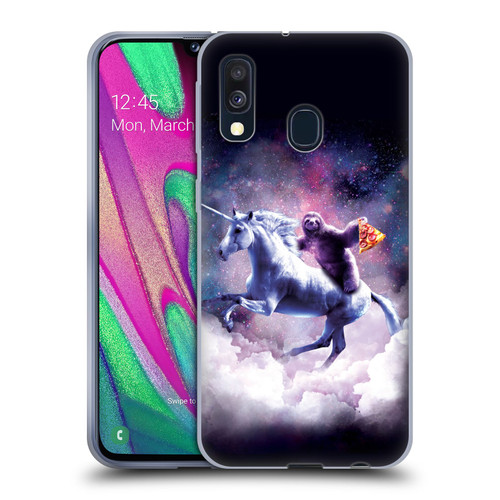 Random Galaxy Space Unicorn Ride Pizza Sloth Soft Gel Case for Samsung Galaxy A40 (2019)