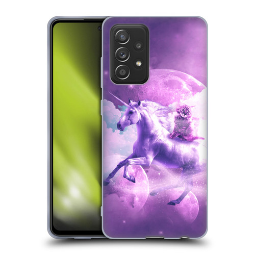 Random Galaxy Space Unicorn Ride Purple Galaxy Cat Soft Gel Case for Samsung Galaxy A52 / A52s / 5G (2021)