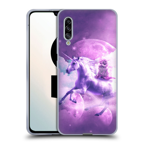 Random Galaxy Space Unicorn Ride Purple Galaxy Cat Soft Gel Case for Samsung Galaxy A90 5G (2019)