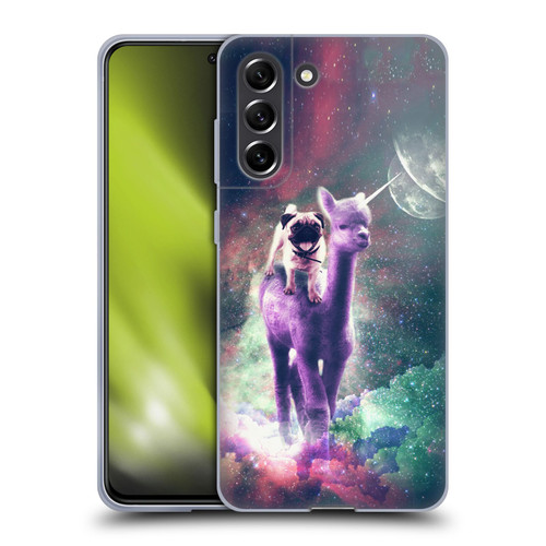Random Galaxy Space Unicorn Ride Pug Riding Llama Soft Gel Case for Samsung Galaxy S21 FE 5G