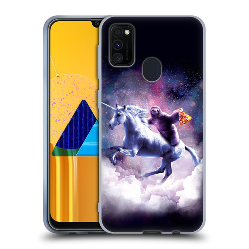 Random Galaxy Space Unicorn Ride Pizza Sloth Soft Gel Case for Samsung Galaxy M30s (2019)/M21 (2020)