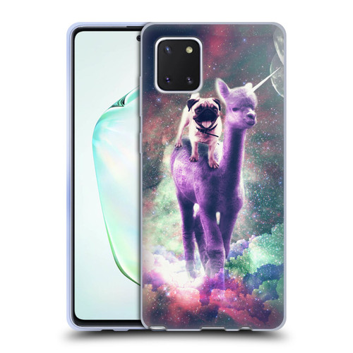Random Galaxy Space Unicorn Ride Pug Riding Llama Soft Gel Case for Samsung Galaxy Note10 Lite