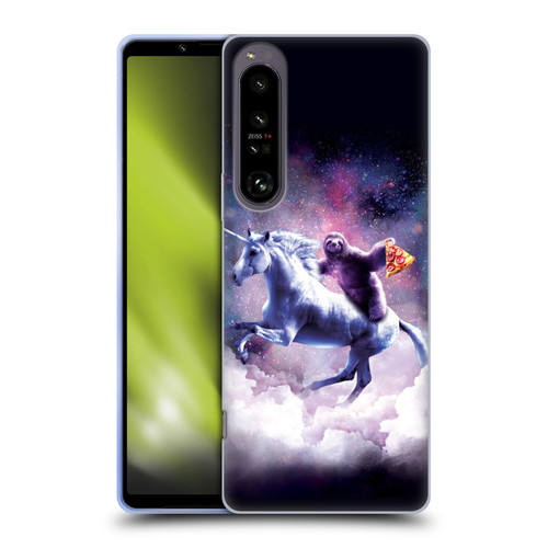 Random Galaxy Space Unicorn Ride Pizza Sloth Soft Gel Case for Sony Xperia 1 IV