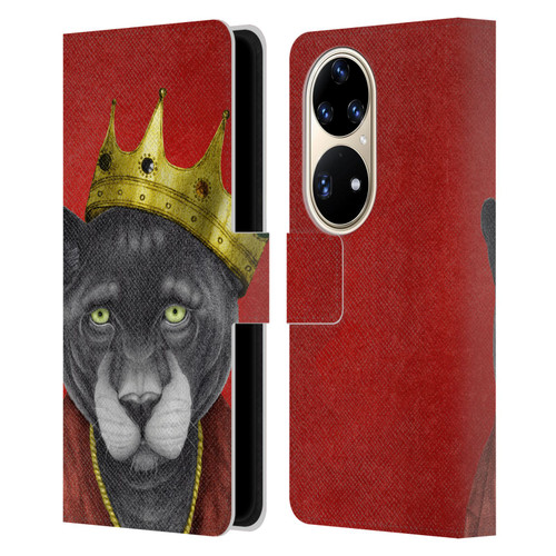 Barruf Animals The King Panther Leather Book Wallet Case Cover For Huawei P50 Pro