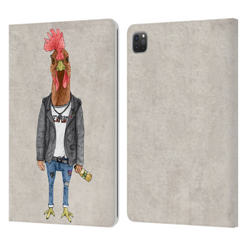 Barruf Animals Punk Rooster Leather Book Wallet Case Cover For Apple iPad Pro 11 2020 / 2021 / 2022