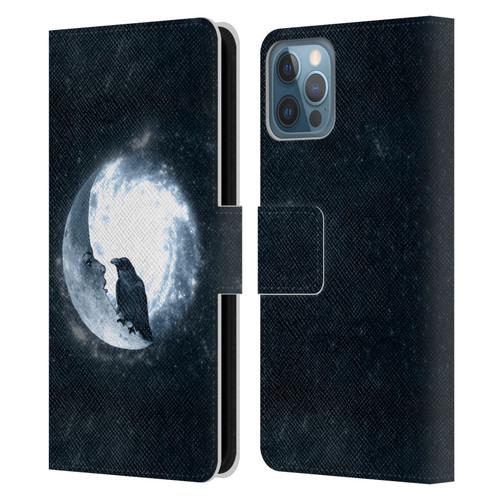Barruf Animals Crow and Its Moon Leather Book Wallet Case Cover For Apple iPhone 12 / iPhone 12 Pro